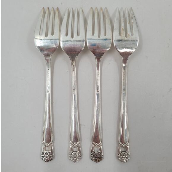 Rogers Brothers Silver Plate Eternally Yours Coquette 4 Salad Forks - Picture 3 of 10